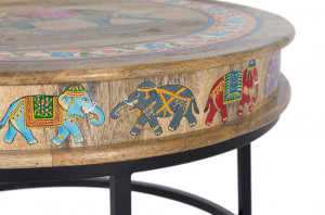 MASUTA DE CAFEA, 1451, NATURAL/MULTICOLOR, DIN LEMN DE MANGO SI METAL, STIL RETRO - Img 2