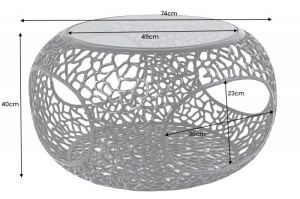 MASUTA DE CAFEA 40CM, SPIN, METAL SI BLAT DIN STICLA, NEGRU/TRANSPARENT - Img 5
