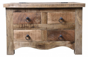MASUTA DE CAFEA 70CM, IRON CRAFT, LEMN MASIV DE MANGO, STIL RUSTIC UNICAT - Img 2