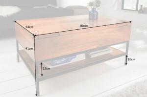 MASUTA DE CAFEA 80CM, FACTORY, DIN LEMN MASIV MANGO, COD 40300, ASPECT INDUSTRIAL - Img 7