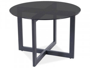 MASUTA DE CAFEA ALMERIA B, 60 CM, FUMURIU/NEGRU, BLAT DIN STICLA SECURIZATA SI CADRU DIN METAL, STIL MODERN