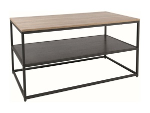 MASUTA DE CAFEA AMBER A, 110 CM, STEJAR/NEGRU, BLAT DIN MDF SI CADRU DIN METAL, STIL MODERN