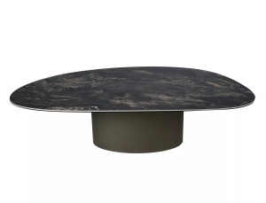 MASUTA DE CAFEA BELLO A, 120CM, NEGRU LUCIOS/CUPRU, BLAT DIN STICLA, CERAMICA SI METAL, STIL MODERN - Img 5