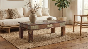 MASUTA DE CAFEA BENIN 120CM, REALIZATA DIN LEMN DE TRANDAFIR, CULOARE NUC/BRONZ, GINER Y COLOMER - Img 2