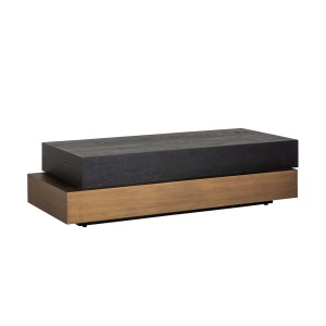 MASUTA DE CAFEA CAMBON 211172, CONFECTIONATA DIN LEMN MASIV DE STEJAR, FURNIIR SI MDF, CULOAREA NEGRU/AURIU/MARO, STIL MODERN - Img 2