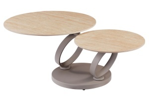 MASUTA DE CAFEA DEOSEBITA, RINGS 220CM, REALIZATA DIN CERAMICA SI METAL, CULOARE GRI SAMPANIE, INVICTA INTERIOR - Img 6