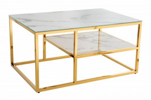 MASUTA DE CAFEA, ELEGANCE 90CM, DIN STICLA CU EFECT DE MARMURA, COD 42175 - Img 5