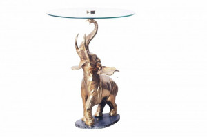 MASUTA DE CAFEA, ELEPHANT 75CM, METAL, STICLA SI MARMURA, REALIZATA MANUAL