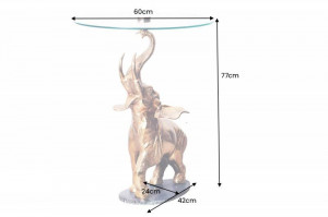 MASUTA DE CAFEA, ELEPHANT 75CM, METAL, STICLA SI MARMURA, REALIZATA MANUAL - Img 4