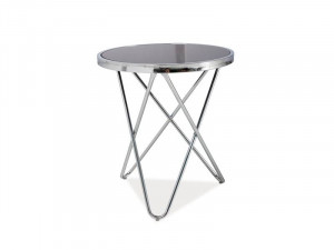 MASUTA DE CAFEA FABIA C, 45 CM, NEGRU/CROM, BLAT DIN STICLA SECURIZATA SI CADRU DIN METAL, STIL MODERN