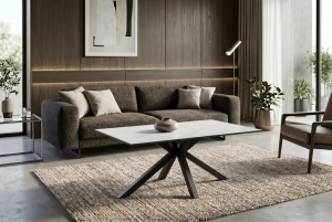 MASUTA DE CAFEA GALAXIE 100CM, DIN METAL SI CERAMICA, CULOARE ALB/NEGRU, INVICTA INTERIOR - Img 4