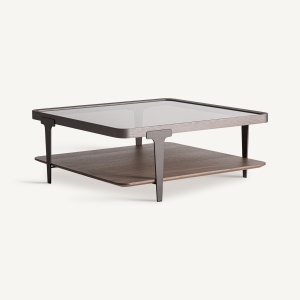 MASUTA DE CAFEA GEHOFEN 100CM, LEMN DE FRASIN, METAL SI STICLA SECURIZATA, STIL CONTEMPORAN, VICAL HOME