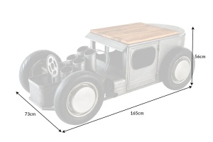 MASUTA DE CAFEA, HOT ROD 160CM, LEMN SI METAL, MODEL DEOSEBIT - Img 3