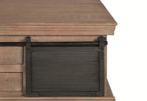 MASUTA DE CAFEA INDUSTRIAL 90CM, REALIZATA DIN LEMN DE MANGO SI METAL, CULOARE NATUR/GRI INCHIS, GINER Y COLOMER - Img 4