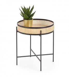 MASUTA DE CAFEA LANIPA, NATURAL/NEGRU, DIN RATAN SI METAL, STIL MODERN