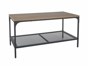 MASUTA DE CAFEA LEX L, 90 CM, STEJAR/NEGRU, BLAT DIN PAL LAMINAT SI CADRU DIN METAL, STIL MODERN
