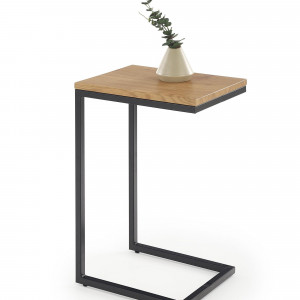 MASUTA DE CAFEA NISA, STEJAR/NEGRU, DIN MDF FURNIRUIT SI METAL, STIL MODERN, HALMAR