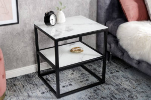 MASUTA DE CAFEA/NOPTIERA, ELEGANCE 45CM, DIN STICLA CU EFECT DE MARMURA