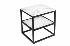 MASUTA DE CAFEA/NOPTIERA, ELEGANCE 45CM, DIN STICLA CU EFECT DE MARMURA - Img 4