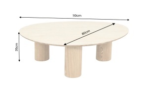 MASUTA DE CAFEA ORGANIC 110CM, REALIZATA DIN MDF SI CERAMICA, CULOARE BEJ/NATUR, INVICTA INTERIOR - Img 2