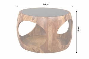 MASUTA DE CAFEA ORGANIC LOOP 60CM, REALIZATA DIN LEMN DE TRANDAFIR SI STICLA, DE CULOARE MARO, ARTIM GROUP SELECTION - Img 4