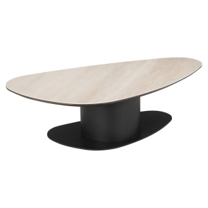 MASUTA DE CAFEA RITZ, 213123, CONFECTIONATA DIN METAL, MDF SI TRAVERTIN CERAMIC, BEJ/NEGRU, STIL MODERN