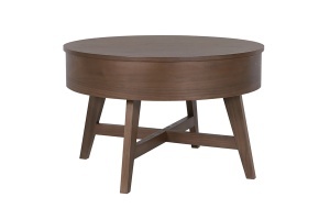 MASUTA DE CAFEA ROTUNDA, KYOTO 70CM, CU SPATIU DE DEPOZITARE, REALIZATA DIN FURNIR DE NUC, ARTIM GROUP