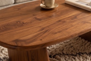 MASUTA DE CAFEA SCULPTURA 110CM, REALIZATA DIN LEMN MASIV DE SALCAM, DE CULOARE MARO - Img 3