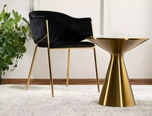 MASUTA DE CAFEA SETI, 50 CM, NEGRU/AURIU, BLAT DIN STICLA SECURIZATA SI CADRU DIN METAL, STIL MODERN - Img 4