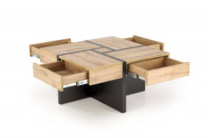 MASUTA DE CAFEA SEVILLA S, CU SPATIU DE DEPOZITARE, STEJAR/NEGRU MAT, DIN MDF LAMINAT, STIL MODERN - Img 2