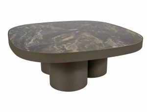 MASUTA DE CAFEA STELLA A, 100CM, NEGRU LUCIOS/CUPRU, BLAT DIN CERAMICA SI METAL, STIL MODERN - Img 5