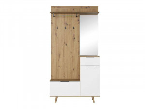 MOBLIER DE HOL P-009, ALB MAT/STEJAR ARTISAN, DIN PLACI LAMINATE, STIL MODERN, SIGNAL