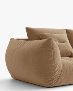 MODUL CANAPEA BLOOM, PE DREAPTA, BEJ MIGDALA, 116X97 CM, CU TAPITERIE DIN TEXTIL CATIFEA CASINO, MICADONI - Img 5