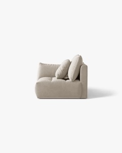 MODUL CANAPEA BLOOM, PE STANGA, BEJ DESCHIS, 116X97 CM, CU TAPITERIE DIN TEXTIL CATIFEA CASINO, MICADONI - Img 3