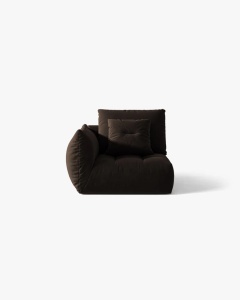 MODUL CANAPEA BLOOM, PE STANGA, MARO INCHIS, CU TAPITERIE DIN TEXTIL CATIFEA BLUVEL, MICADONI