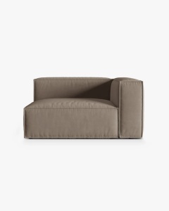 MODUL CANAPEA/COLTAR NURIA GRI CALD, PE DREAPTA, 145X110 CM, TAPITAT CU TAPITERIE DIN TEXTIL CATIFEA PARIS, MICADONI
