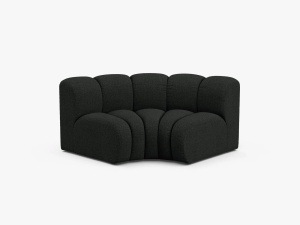 MODUL CANAPEA LUPIN, 185 CM, NEGRU, CU TAPITERIE DIN TEXTIL BOUCLE BALOO, MICADONI