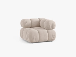 MODUL COLTAR BELLIS, BEJ DESCHIS, CU TAPITERIE DIN CATIFEA VENUS, MICADONI - Img 2