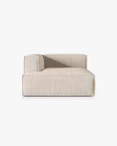 MODUL COLTAR/CANAPEA NURIA BEJ, PE STANGA, 147X127 CM, TAPITAT CU TAPITERIE DIN TEXTIL CATIFEA PARIS, MICADONI