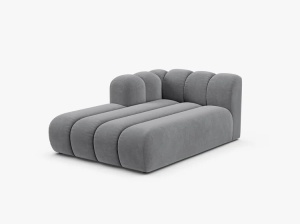 MODUL SEZLONG CANAPEA LUPIN, PE STANGA, GRI, CU TAPITERIE DIN TEXTIL CATIFEA SALVADOR, MICADONI - Img 2