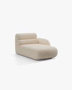 MODUL SEZLONG COLTAR NEO, PE DREAPTA, BEJ DESCHIS, 110X165 CM, TAPITAT CU TAPITERIE DIN TEXTIL CHENILLE SILENCIO, MICADONI - Img 2
