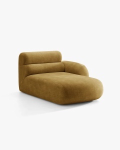 MODUL SEZLONG COLTAR NEO, PE STANGA, GALBEN MUSTAR, 110X165 CM, TAPITAT CU TAPITERIE DIN TEXTIL CHENILLE GOLD, MICADONI - Img 2