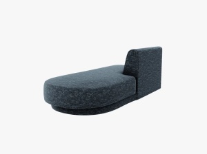 MODUL SEZLONG MILEY, PE DREAPTA, ALBASTRU, CU TAPITERIE DIN TEXTIL CHENILLE HAGA, MICADONI - Img 2