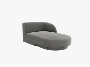 MODUL SEZLONG MILEY, PE DREAPTA, GRI DESCHIS, CU TAPITERIE DIN CATIFEA BLUVEL, MICADONI - Img 2