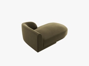 MODUL SEZLONG MILEY, PE DREAPTA, VERDE MASLINIU INCHIS, CU TAPITERIE DIN CATIFEA BLUVEL, MICADONI - Img 3