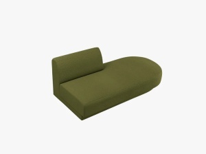 MODUL SEZLONG MILEY, PE DREAPTA, VERDE MASLINIU INCHIS, CU TAPITERIE DIN TEXTIL BOUCLE BALOO, MICADONI - Img 2