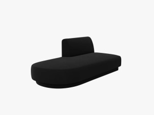 MODUL SEZLONG MILEY, PE STANGA, NEGRU, CU TAPITERIE DIN CATIFEA BLUVEL, MICADONI - Img 2