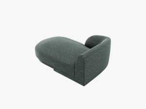 MODUL SEZLONG MILEY, PE STANGA, VERDE BENZINA, CU TAPITERIE DIN TEXTIL CHENILLE HAGA, MICADONI - Img 3