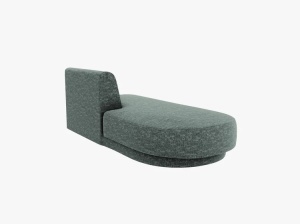 MODUL SEZLONG MILEY, PE STANGA, VERDE BENZINA, CU TAPITERIE DIN TEXTIL CHENILLE HAGA, MICADONI - Img 3