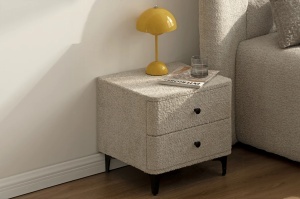 NOPTIERA, ART DECO 45CM, DIN LEMN DE MANGO, TEXTIL BOUCLE SI METAL, CULOARE GRI, ARTIM GROUP SELECTION - Img 7